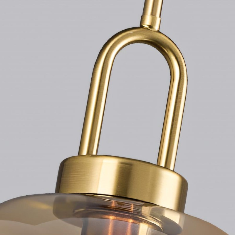 Vylith Brass Cognac Glass Single Hanging Lamp