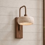 Kurtis Modern Travertine Wood Dome Pendant Light