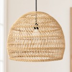 Galatea Boho Bell Shaped Rattan Chandelier
