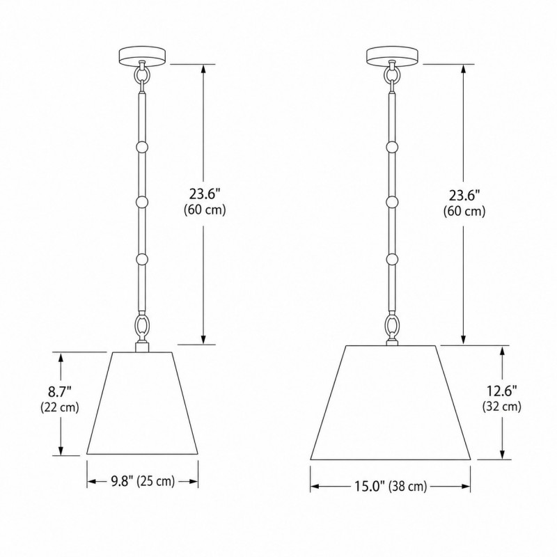 Felix Antique Brass-Finish White Fabric Cone Pendant Light
