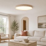 Veyran Minimalist Travertine Round LED Flush Mount Ceiling Light