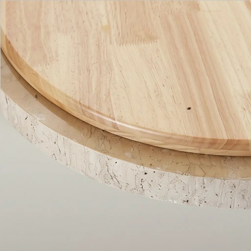 Veyran Minimalist Travertine Round LED Flush Mount Ceiling Light