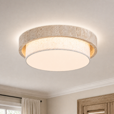 Cavell Wabi Sabi Travertine Flush Mount Ceiling Light