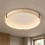 Anouk Modern Round Travertine LED Flush Mount Ceiling Light