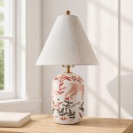 Dorian Retro Shell Mosaic Travertine Mushroom Table Lamp
