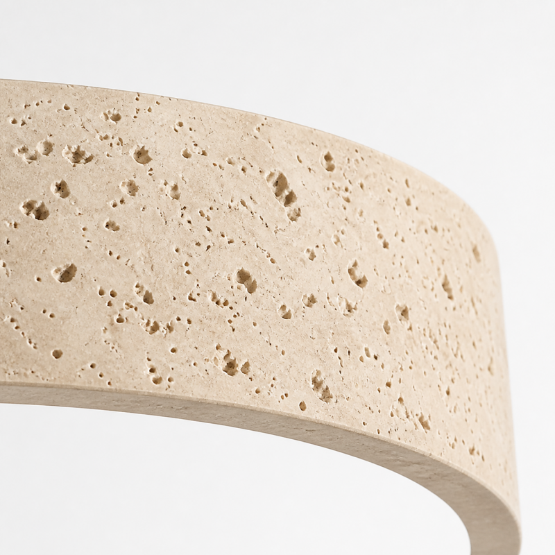 Ansel Wabi Sabi LED Travertine Round Flush Mount Ceiling Light