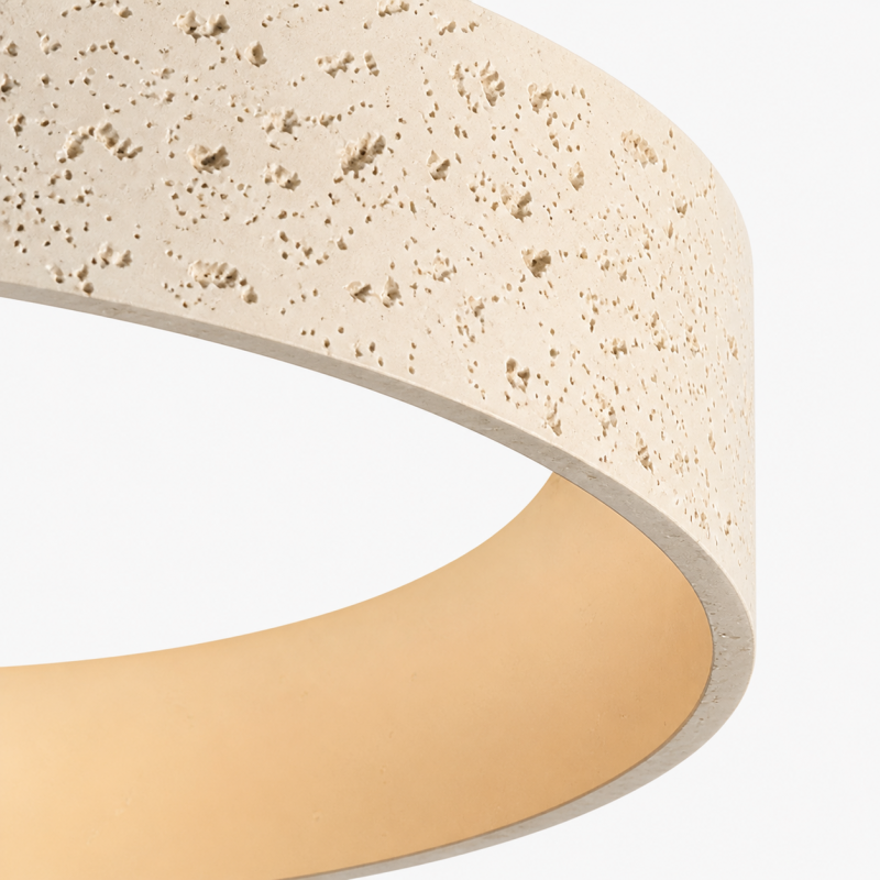 Ansel Wabi Sabi LED Travertine Round Flush Mount Ceiling Light