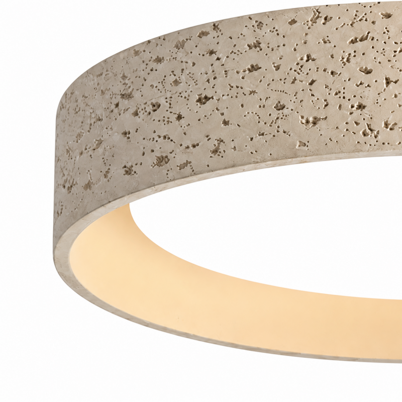 Ansel Wabi Sabi LED Travertine Round Flush Mount Ceiling Light
