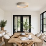 Ansel Wabi Sabi LED Travertine Round Flush Mount Ceiling Light