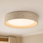 Ansel Wabi Sabi LED Travertine Round Flush Mount Ceiling Light