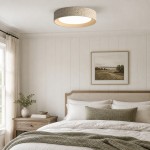 Ansel Wabi Sabi LED Travertine Round Flush Mount Ceiling Light