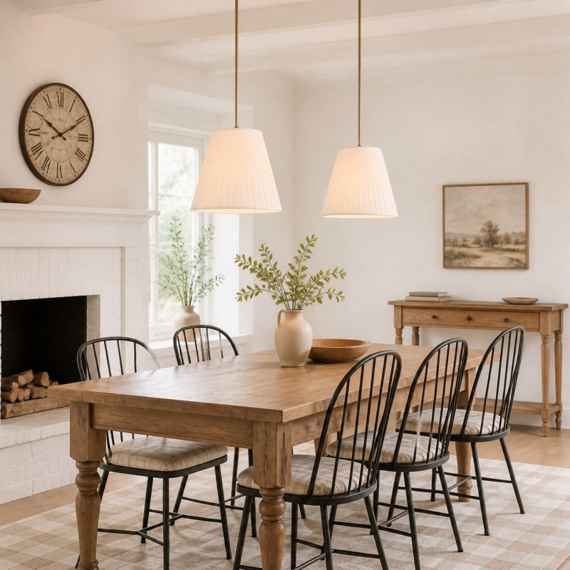 Naomi Modern White Pleated Fabric Brass Pendant Light
