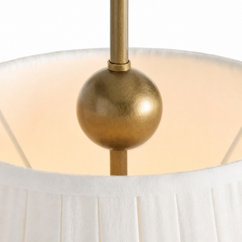 Naomi Modern White Pleated Fabric Brass Pendant Light