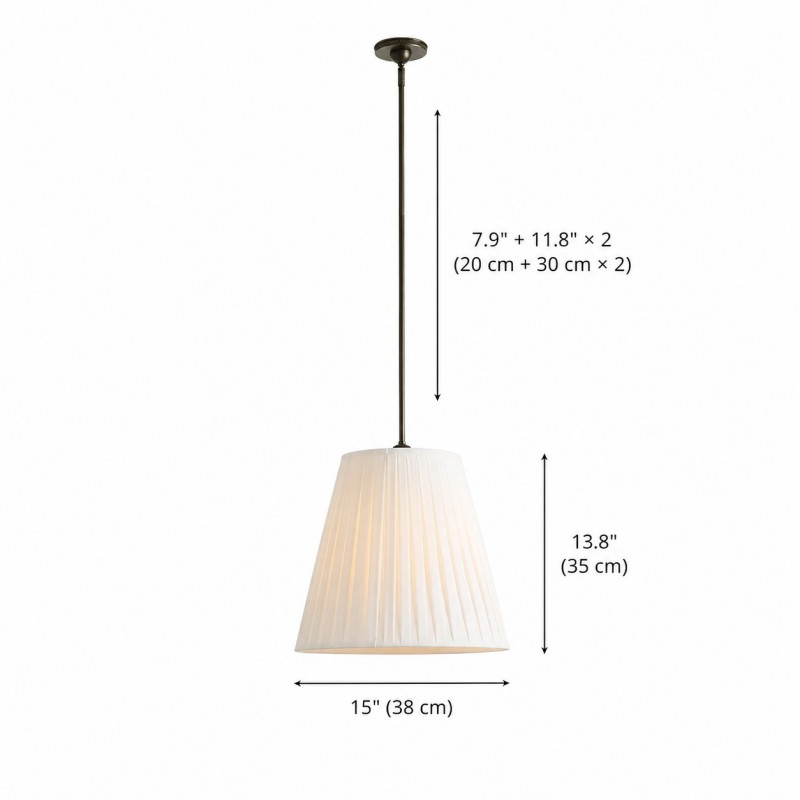 Naomi Modern White Pleated Fabric Brass Pendant Light
