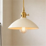 Lenora Vintage Ceramic Brass Cone Pendant Light