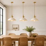 Lenora Vintage Ceramic Brass Cone Pendant Light
