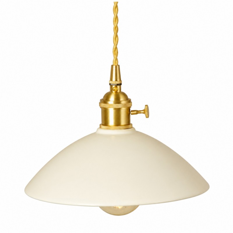 Lenora Vintage Ceramic Brass Cone Pendant Light
