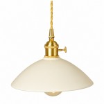Lenora Vintage Ceramic Brass Cone Pendant Light