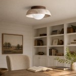 Arthur Modern Travertine Round Semi Globe Ceiling Light