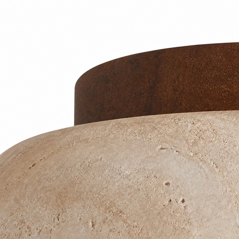 Arthur Modern Travertine Round Semi Globe Ceiling Light