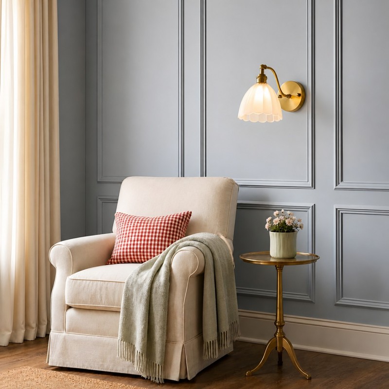 Alaric French Brass And Glass Wall Sconce