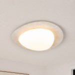 Ansel Wabi Sabi LED Travertine Round Flush Mount Ceiling Light