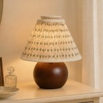 Adrian Modern Farmhouse Ceramic Linen Textured Ball Table Light