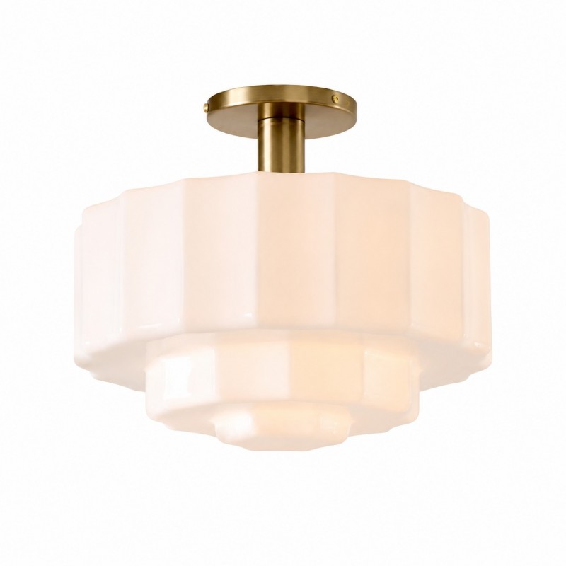 Ellis Retro Milk White Glass Ceiling Light