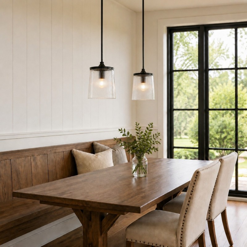 Caleb Modern Trapezoid Ribbed Glass Pendant Light