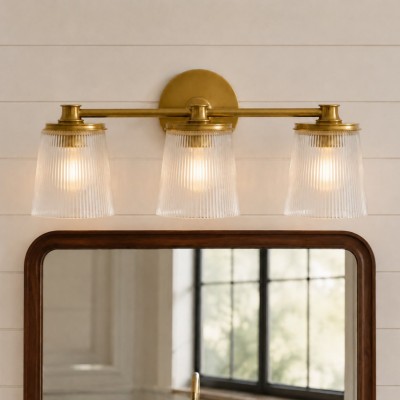 Margot Farmhouse Ribbed Glass 1/2/3 Lights Vanity Wall Sconce
