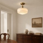 Quinlix Mid-Century Modern Milk Striped Glass Ceiling Lamp