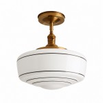 Quinlix Mid-Century Modern Milk Striped Glass Ceiling Lamp