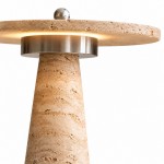 Aelwen Wabi Sabi LED Travertine Disc Table Lamp