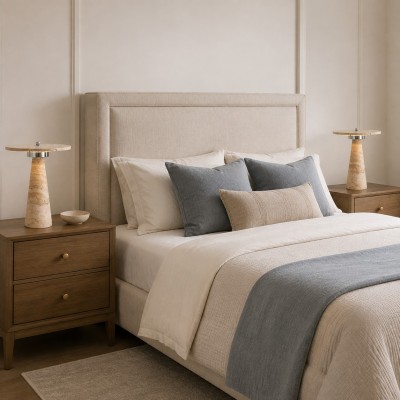 Aelwen Wabi Sabi LED Travertine Disc Table Lamp