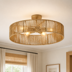 Lioran Rustic Round Rattan Ceiling Light