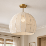 Dronor Ivory Woven Rope Globe Semi Flush Mount Light