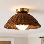 Toren Modern Linen Fabric Drum Flush Mount Ceiling Light