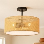 Lioran Rustic Round Rattan Ceiling Light