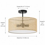 Zaylen Farmhouse Rattan Semi Flush Mount Ceiling Light