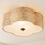 Jovani Farmhous Fluted Resin Drum Ceiling Light