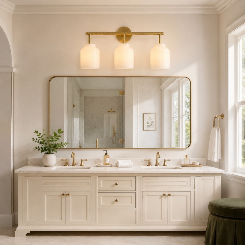 Drilon Modern 3-Light Milk Glass Bathroom Sconce