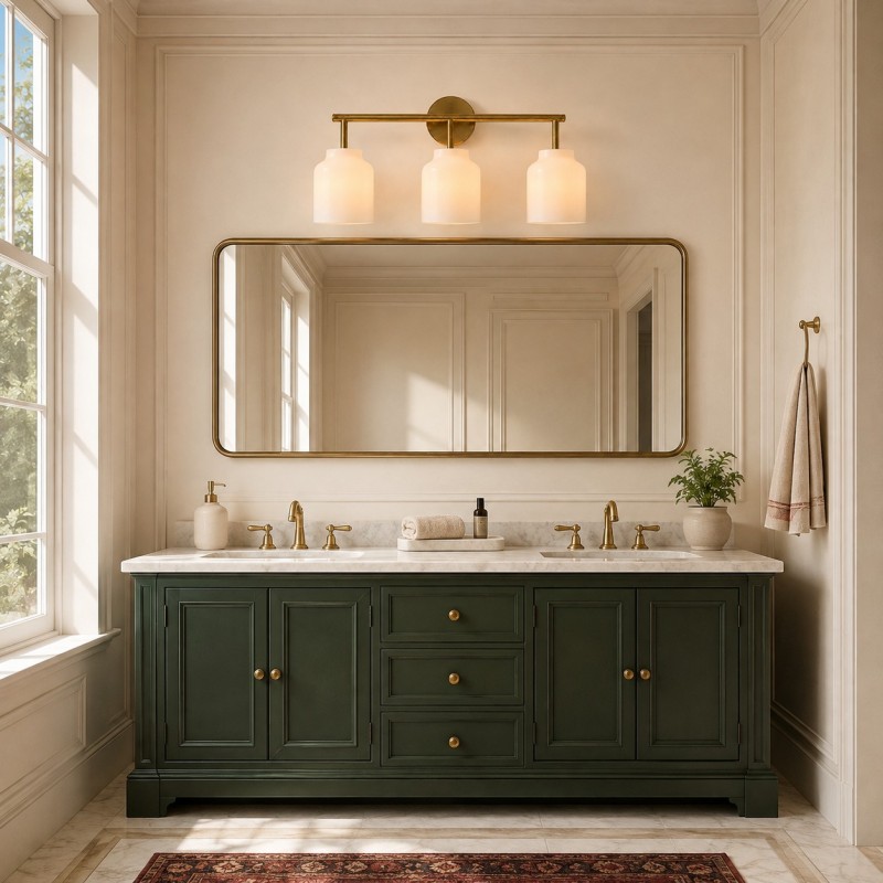 Drilon Modern 3-Light Milk Glass Bathroom Sconce