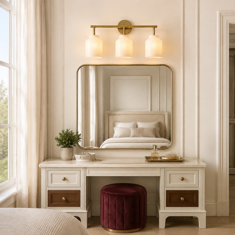 Drilon Modern 3-Light Milk Glass Bathroom Sconce