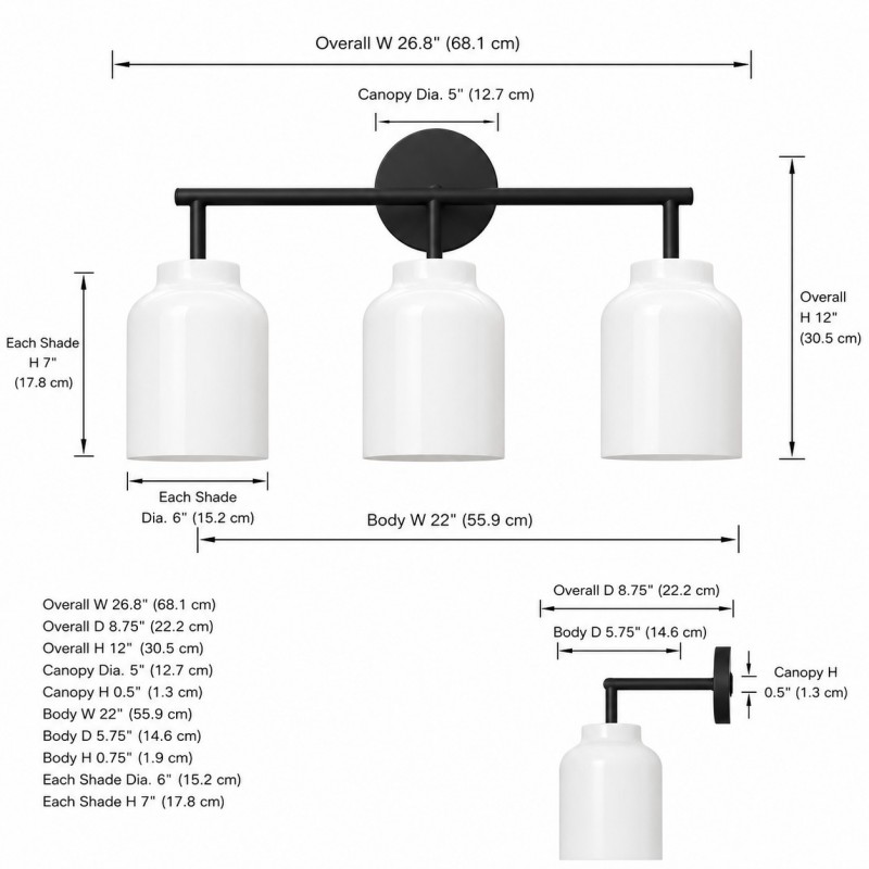 Drilon Modern 3-Light Milk Glass Bathroom Sconce
