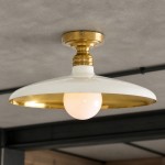 Levi Farmhouse Ribbed Glass Brass Ceiling Light