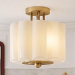 Finnda Farmhouse Ribbed Glass Semi Flush Ceiling