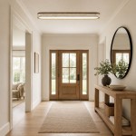 Samue Travertine Wood Linear LED Flush Mount Ceiling Light