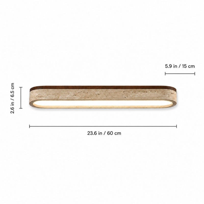 Samue Travertine Wood Linear LED Flush Mount Ceiling Light
