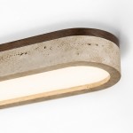 Samue Travertine Wood Linear LED Flush Mount Ceiling Light