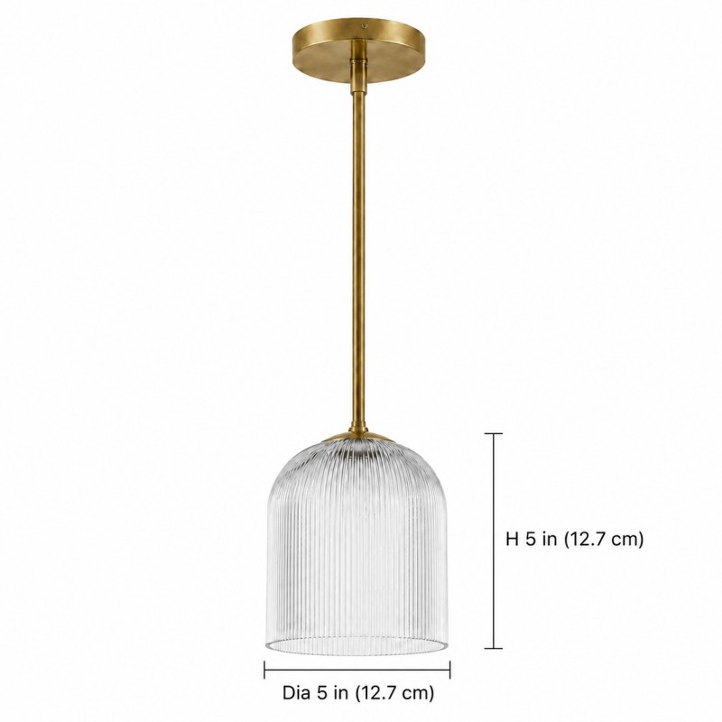 Alain Farmhouse Cooper Ribbed Glass Pendant Light